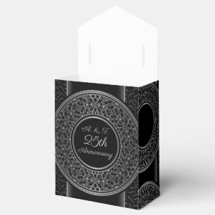 25th Anniversary Silver Medallion Tent Favour Box