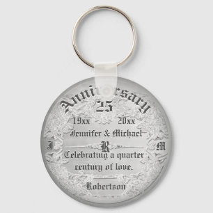 25th Anniversary Silver Monogram Keychain