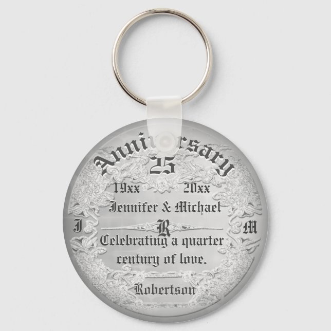 25th Anniversary Silver Monogram Keychain (Front)
