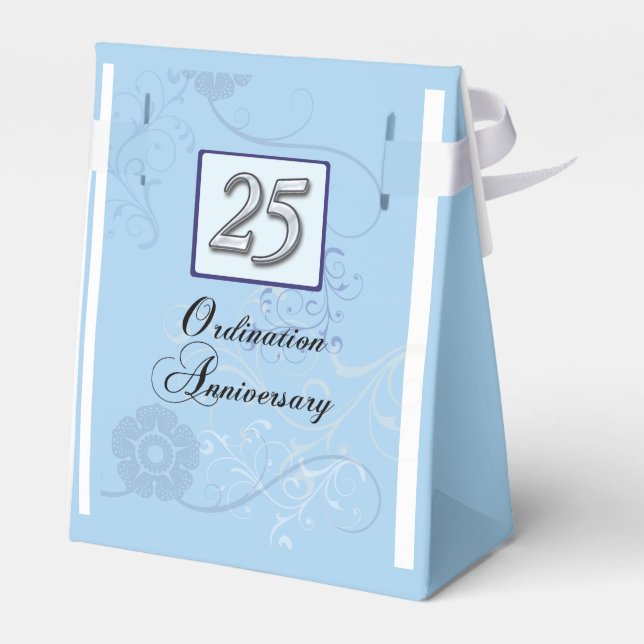25th Anniversary Silver Number on Blue Favor Box (Back Side)