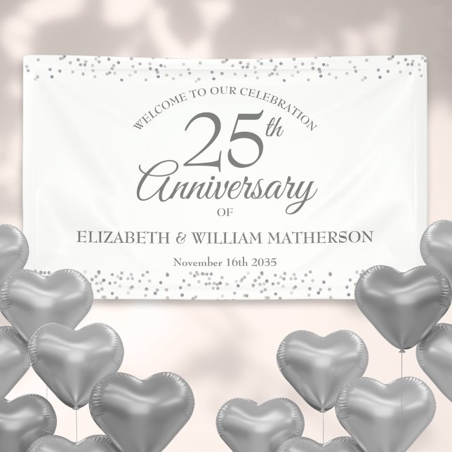 25th Anniversary Silver Stardust Confetti Welcome Banner (25th Anniversary Silver Stardust Confetti Welcome Banner)