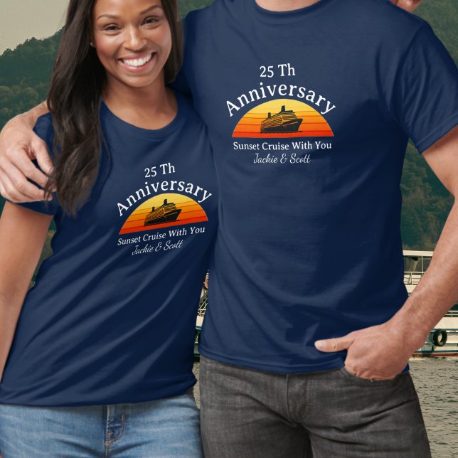 25th Anniversary Sunset Cruise personalize T-Shirt (personalize front and back of design)