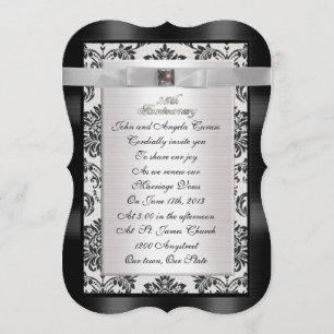 25th Anniversary vow renewal damask invitation