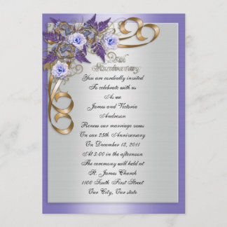 25th Anniversary vow renewal elegant floral Invitation