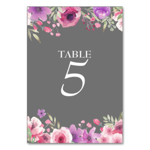25th Anniversary Watercolour Roses Table Number