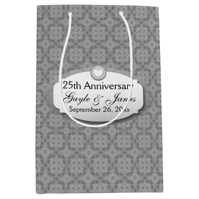 25th Anniversary Wedding Anniversary Diamond Z02 Medium Gift Bag (Front)