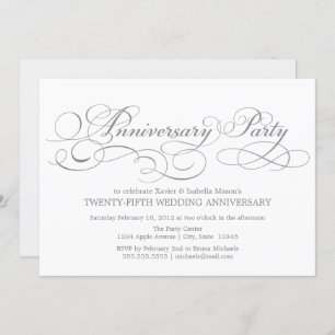 25th Anniversary   White/Silver Invitation