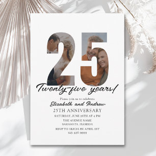 25th Anniversary with Photo Minimalist Invitation