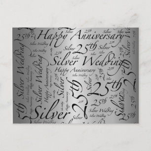 25th Anniversary Word Art Graphic Postcard