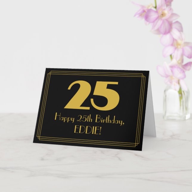 25th Birthday: Art Deco Inspired Look "25" & Name Card (Orchid)
