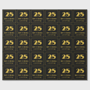 25th Birthday – Art Deco Inspired Look "25" & Name Wrapping Paper