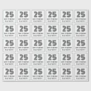 25th Birthday: Art Deco Inspired Style "25" + Name Wrapping Paper