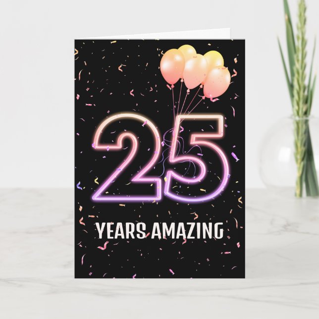 25th Birthday Balloons and Confetti Card (Front)
