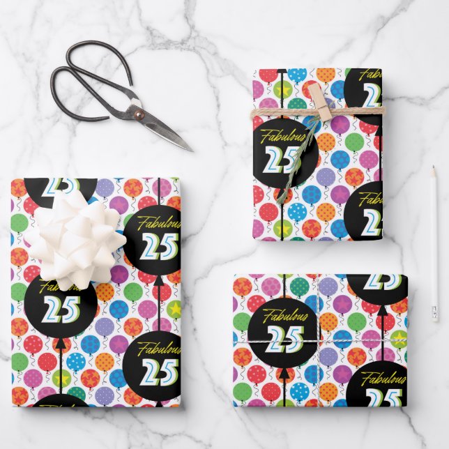 25th Birthday Balloons  Wrapping Paper Sheet (Front)