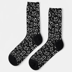 25th Birthday Black/White Random Number Pattern Socks