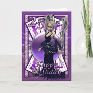 25th Birthday card with Gothic Doll, cards, orb