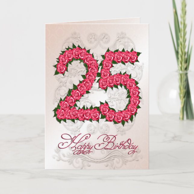 25th birthday card with roses and leaves (Front)
