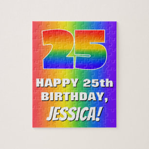 25th Birthday: Colourful, Fun Rainbow Pattern # 25 Jigsaw Puzzle