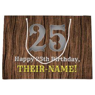25th Birthday: Country Western Inspired Look, Name Large Gift Bag