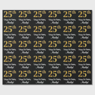 25th Birthday: Elegant Luxurious Faux Gold Look # Wrapping Paper