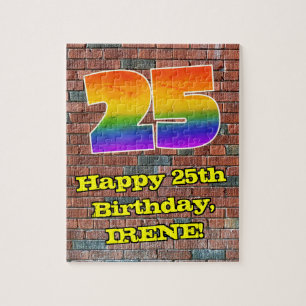 25th Birthday: Fun Graffiti-Inspired Rainbow 25 Jigsaw Puzzle
