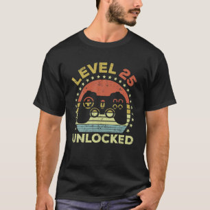 25th Birthday Gaming Level 25 Unlocked T-Shirt