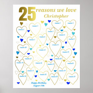 25th Birthday Gift - Reasons We Love You Poster