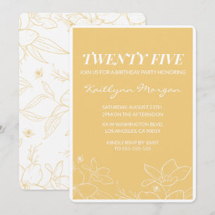 25th birthday invitations Brunch Modern Yellow