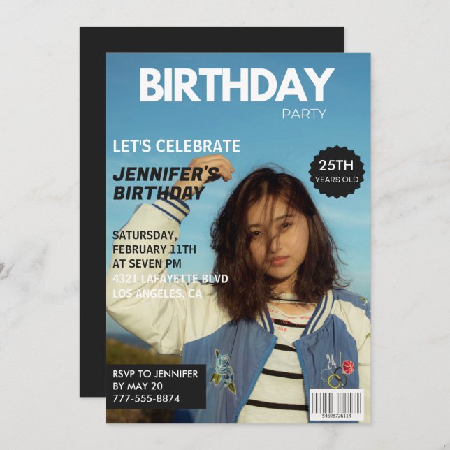 25th birthday invitations Magazine Cover (Front/Back)