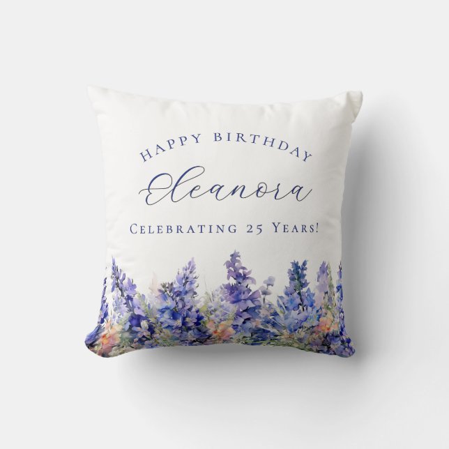 25th Birthday July Birth Flower Gift Custom Throw Pillow (Front)
