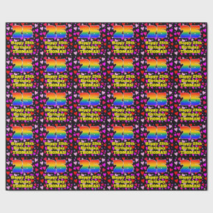 25th Birthday: Loving Hearts Pattern, Rainbow # 25 Wrapping Paper