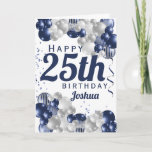 25th Birthday Navy Blue Balloons Card<br><div class="desc">A gorgeous navy and silver balloon happy 25th birthday card. This fabulous design is the perfect way to wish someone a happy twenty-fifth birthday (or any age!) Personalize with our own custom name and message. Blue coloured typography and gorgeous navy blue and silver balloons.</div>