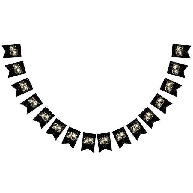25th Birthday or Anniversary Party Sparklers Bunting Flags (All)