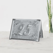 25th Birthday or Anniversary Regal Silver Marble