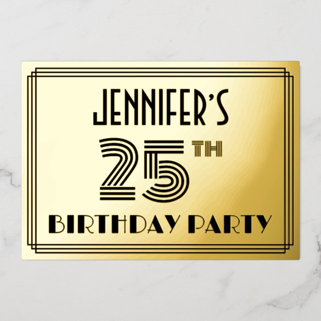 25th Birthday Party — Art Deco Style “25” & Name (Front)