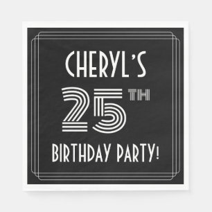 25th Birthday Party: Art Deco Style + Custom Name Napkin