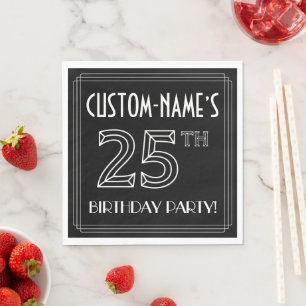 25th Birthday Party: Art Deco Style + Custom Name Napkin