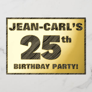25th Birthday Party — Bold, Faux Wood Grain Text