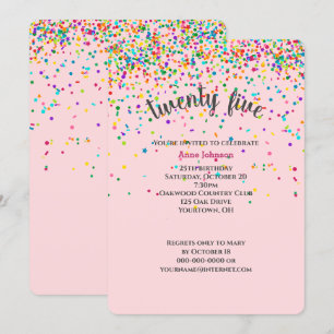 25th Birthday Party confetti Invitation