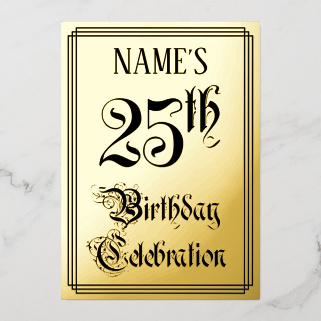25th Birthday Party — Elegant Script + Custom Name (Front)