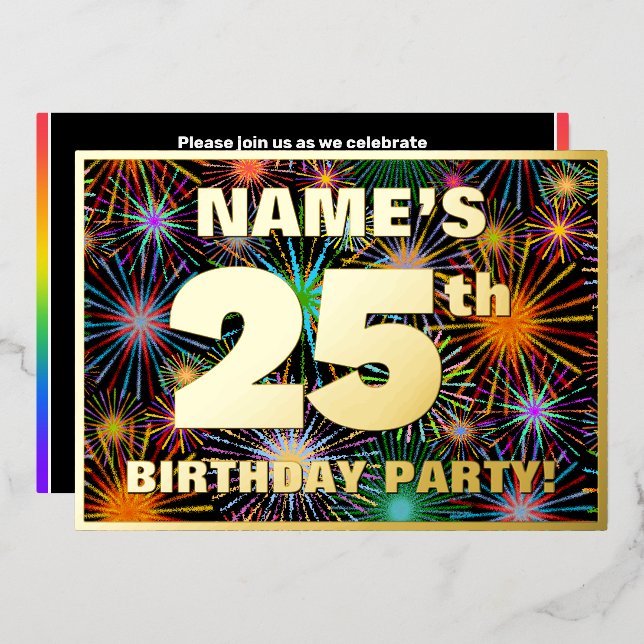 25th Birthday Party — Fun, Colourful Fireworks Loo (Front/Back)