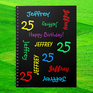 25th Birthday Party Guest Book, Repeat Name Spiral Notebook