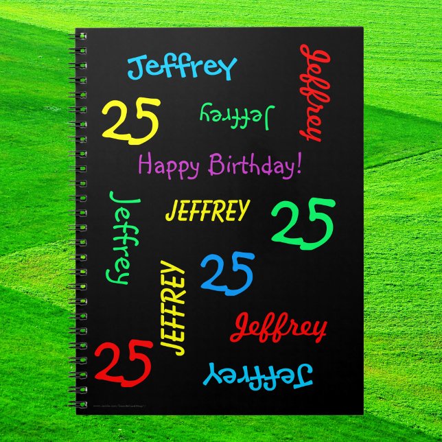 25th Birthday Party Guest Book, Repeat Name Spiral Notebook (Creator Uploaded)