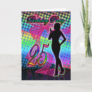 25th Birthday Party Invitation, Neon With Female S Invitation