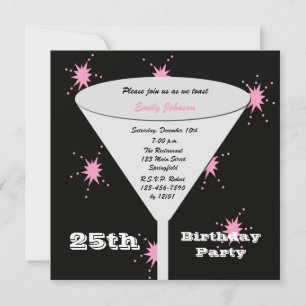 25th Birthday Party Invitation Pink 25th Toast