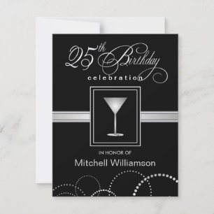 25th Birthday Party Invitations - with Monogram