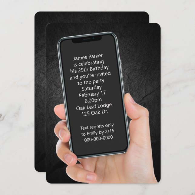 25th Birthday Party Text Message Invitation (Front/Back)