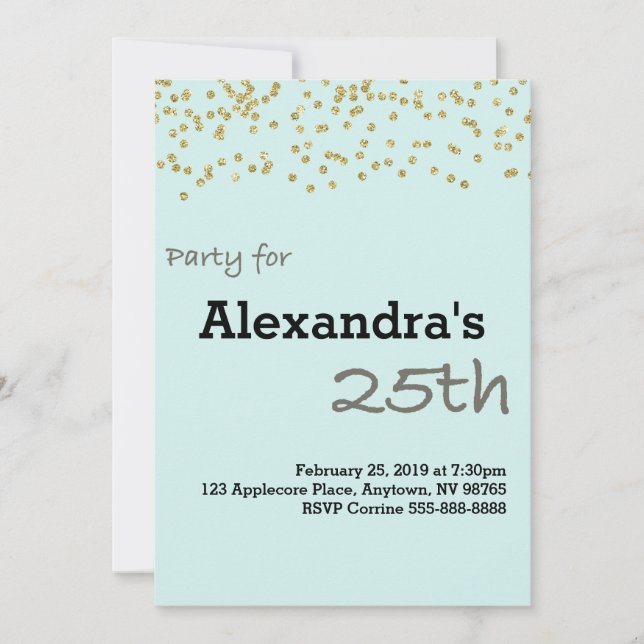 25th Birthday Personalized in Pastel Colours Invitation (Front)