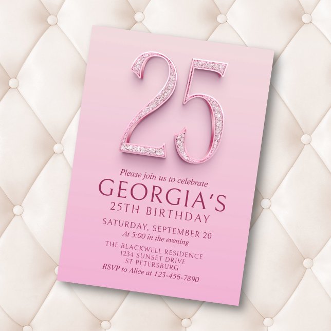 25th Birthday Pink Diamonds Invitation (Creator Uploaded)