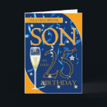 25th Birthday Son - Champagne Glass Card<br><div class="desc">25th Birthday Son - Champagne Glass</div>